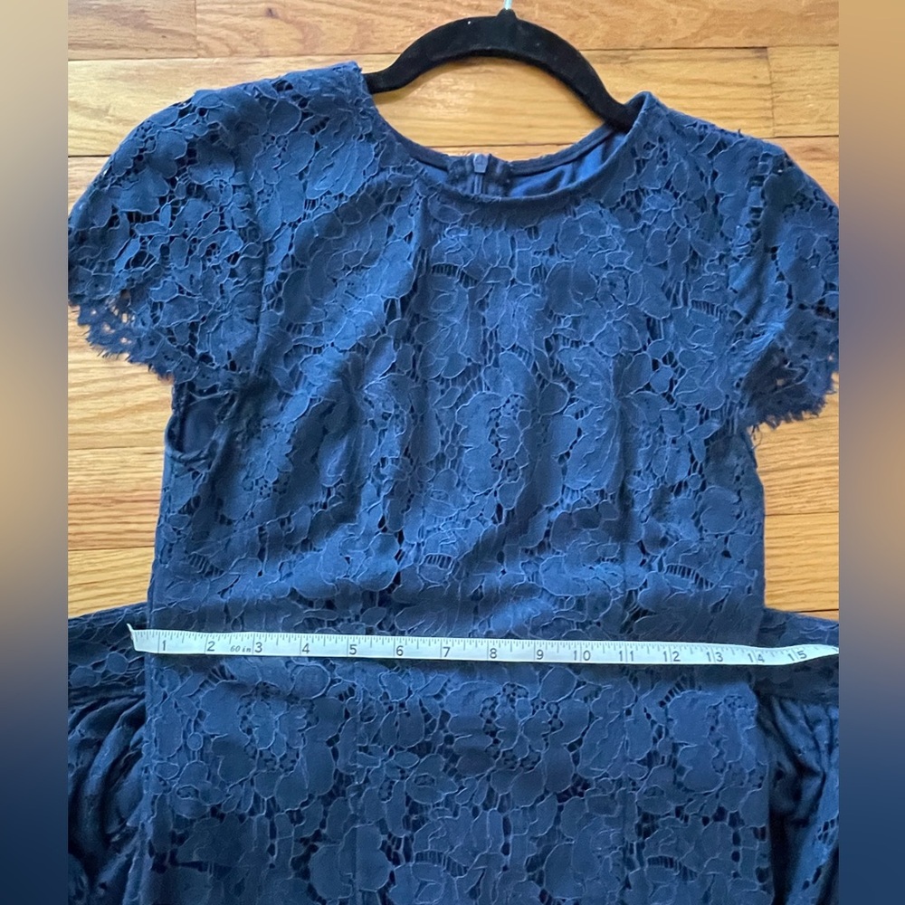 navy lace Aurora pencil dress with removable skirt wrap - Picture 6 of 8